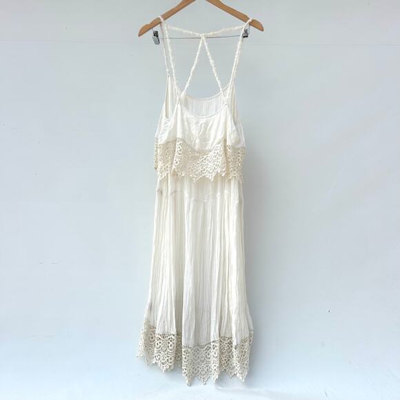 Free People Intimately Star Crochet Midi Dress Cream White Bridal Medium - Picture 3 of 9